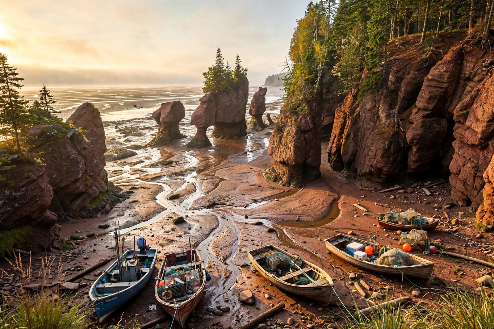 Bay of Fundy coast in New Brunswick at low tide